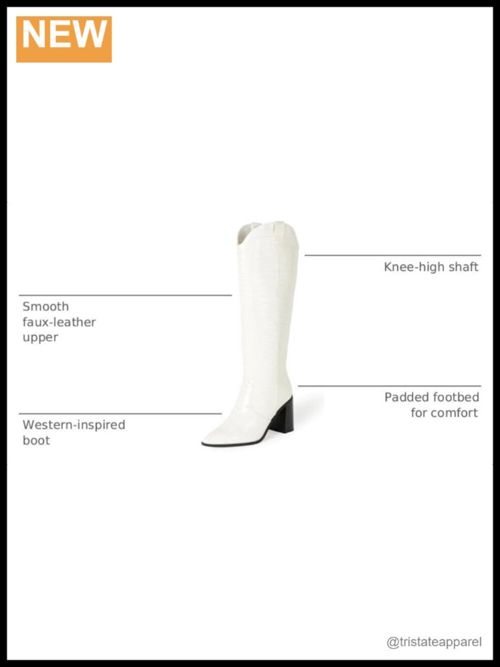 Knee-High Western Boot Faux Leather Pull-On Block Heel - Picture 5 of 6